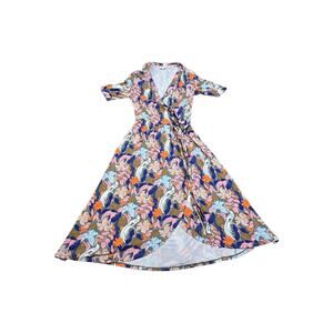 knee length dresses for ladies Ava Linen Blend Midi Dress-Multi, Botanical Trail